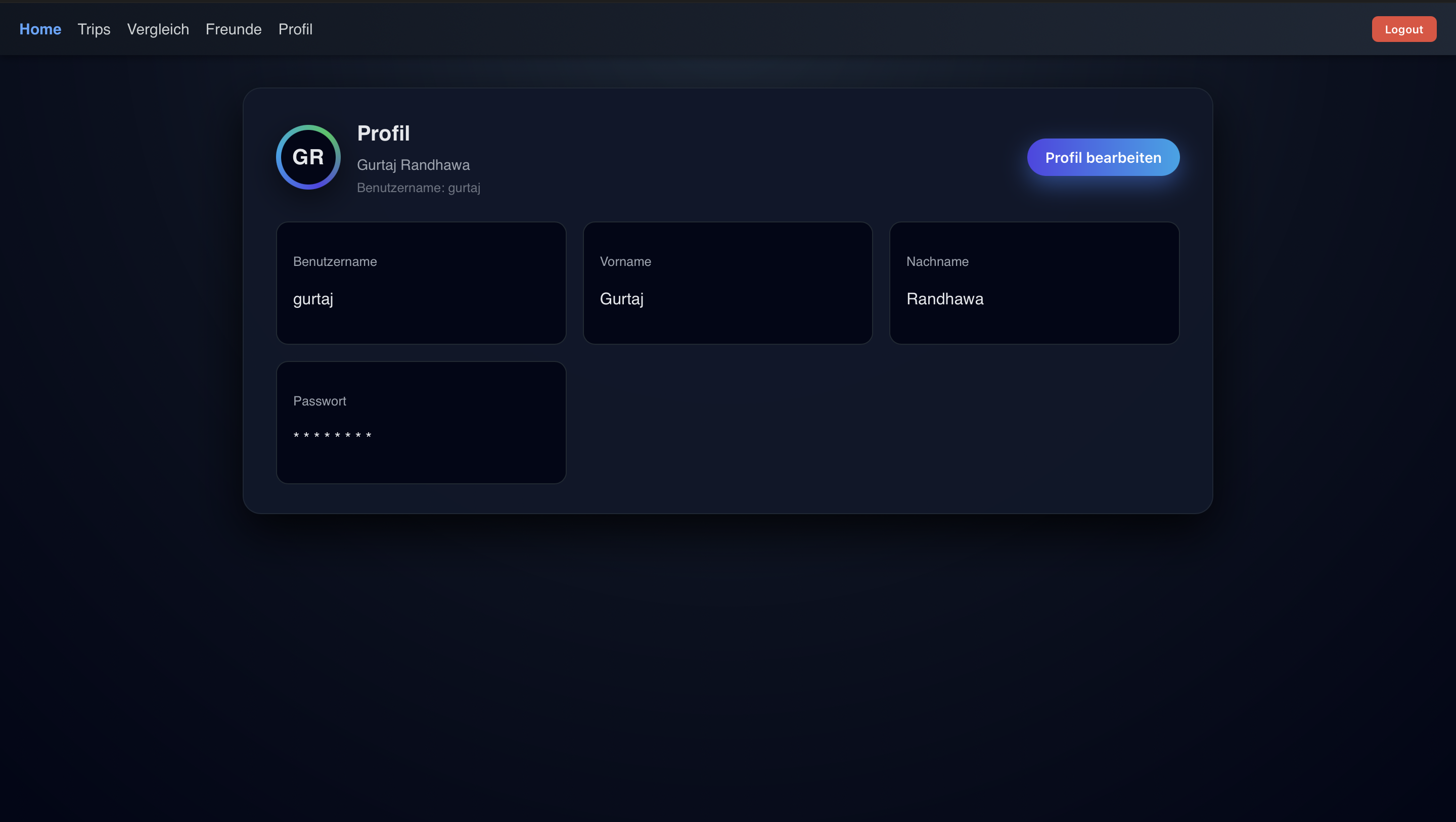 WebApp – Profilseite