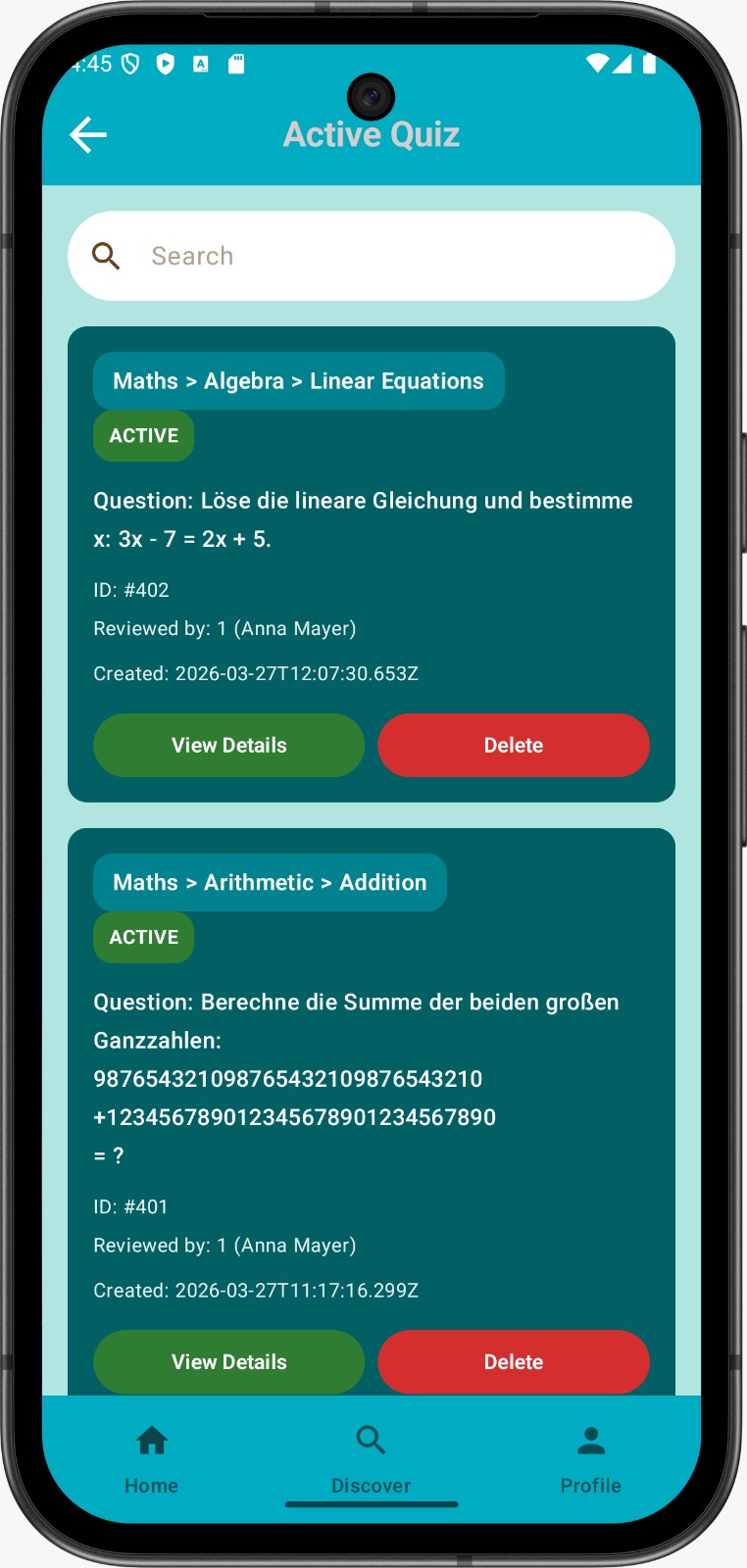 App Fragen anzeigen